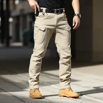 Весенне-осенние уличные тактические брюки Повседневные Брюки-карго из эластичной ткани, комбинезон с несколькими карманами, спортивные тренировочные брюки Сафари