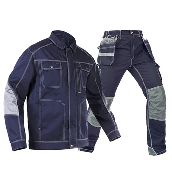 Рабочие костюмы Промышленные для мужчин, рабочая куртка, мужские строительные брюки-карго с несколькими карманами, комплект защитной рабочей формы