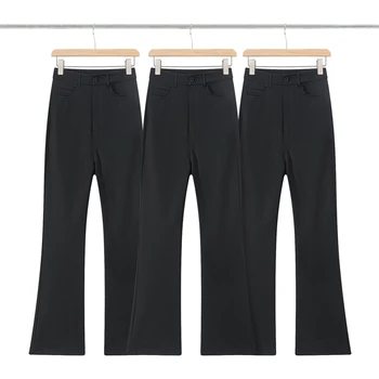Черные Повседневные брюки-клеш Для мужчин и женщин 1:1, высококачественные брюки на молнии, спортивные брюки