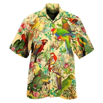 Летняя Мужская рубашка с короткими рукавами и цифровой 3D печатью, Модная повседневная тонкая рубашка