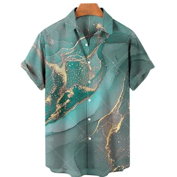 Рубашка Унисекс 2022, Крутая Абстрактная Визуализация, Галстук-краска, 3D Принт, Гавайские Рубашки, Ретро Мужская Рубашка, Повседневный Дышащий Топ С Коротким Рукавом