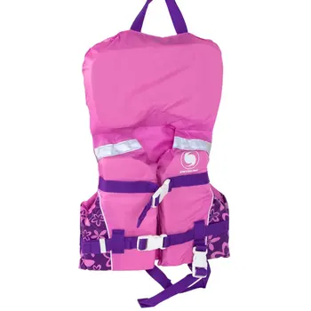 20-дюймовый розово-фиолетовый детский спасательный жилет в цветочек для девочек с ручкой - до 30 фунтов