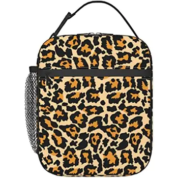 Изолированная сумка для ланча с леопардовым принтом для женщин и мужчин, Многоразовый портативный ланч-бокс-холодильник, сумка-тоут для офиса, школы, путешествий, один размер