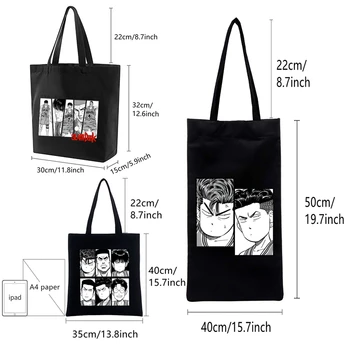 Аниме The First Slam Dunk Черные сумки Унисекс, холщовая сумка-тоут Sakuragi Hanamichi для повседневного использования