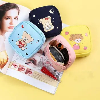 Сумка для хранения губной помады с маленьким медведем и кроликом, сумка для наушников, чехол для гигиенических салфеток в корейском стиле, Мультяшная сумка для хранения косметичек