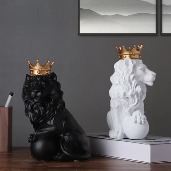 Европейская Аристократическая Корона, Статуя Льва, украшение офиса, изделия из смолы для дома, гостиной, крыльца, украшение в виде льва, подарок на день рождения