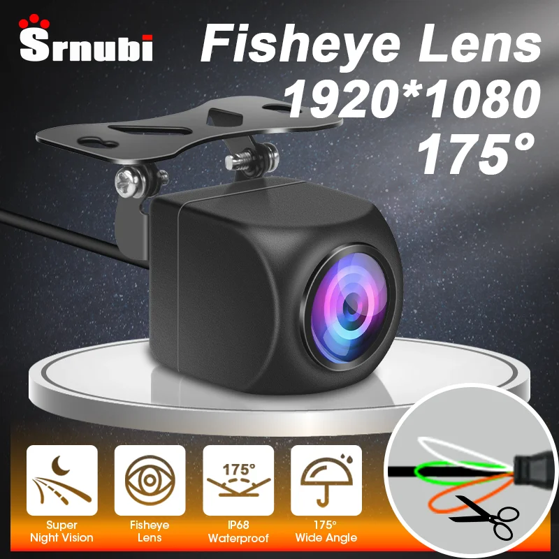 Srnubi 175 ° AHD 1080P Камера заднего вида Автомобиля Черный Объектив Рыбий Глаз Ночного Видения Водонепроницаемая Универсальная Парковочная Камера CVBS 0