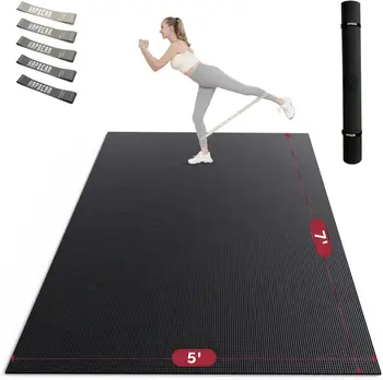 Большой коврик для упражнений - 7x5x8 мм (1/3 дюйма), нескользящие, сверхпрочные, толстые тренировочные коврики для домашнего тренажерного зала, кардио, йоги