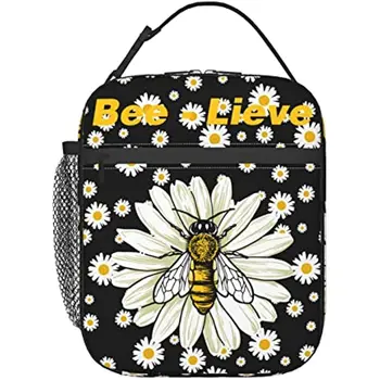 Bee Lieve Daisy Ланч-бокс, изолированные сумки для ланча для женщин, мужчин, девочек, мальчиков, Ланч-бокс со Съемной ручкой, сумка для еды, сумки для ланча