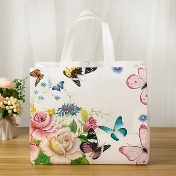 Хозяйственная сумка из нетканого материала с принтом бабочки, Складная Многоразовая сумка-тоут, Водонепроницаемая сумка для хранения, Женские Дорожные сумки для продуктов