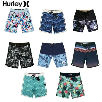 Hurley Пляжная Одежда Мужская Seaside Casual Beach Pants Anti-splash Water Elastic Print Surf Pants Men's Summer Vacation Pants