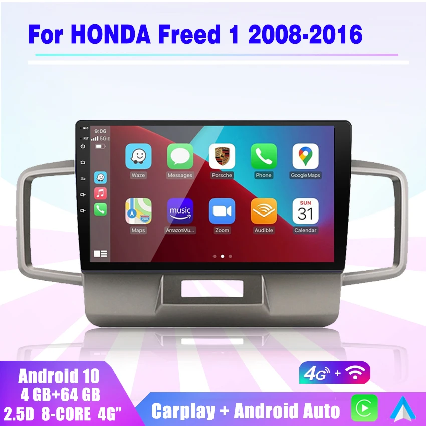 2 ГБ + 32 ГБ 2 din Android 10, автомобильный радиоприемник, мультимедийный стереоплеер, carplay, автоматическая GPS-навигация для Honda freed 2008-2016 0