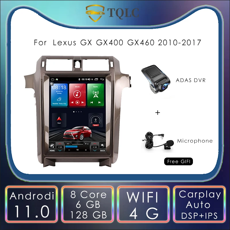 Android Автомобильный Радиоприемник Tesla Style Вертикальный Для Lexus GX GX400 GX460 15 Дюймов DVD Мультимедиа Стерео GPS Carplay Навигация Головное Устройство 0