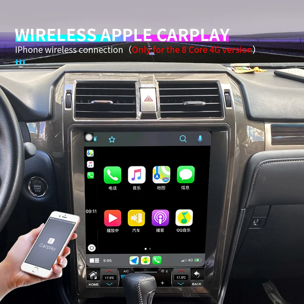 Android Автомобильный Радиоприемник Tesla Style Вертикальный Для Lexus GX GX400 GX460 15 Дюймов DVD Мультимедиа Стерео GPS Carplay Навигация Головное Устройство 4