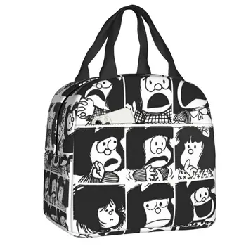 Изготовленная на заказ Милая сумка для ланча Mafalda, Мужская Женская теплая сумка-холодильник, изолированные ланч-боксы для студентов Школы