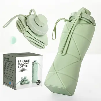 Портативная силиконовая складная чашка для воды Большой емкости, легкая спортивная бутылка для воды для путешествий на открытом воздухе 600 мл
