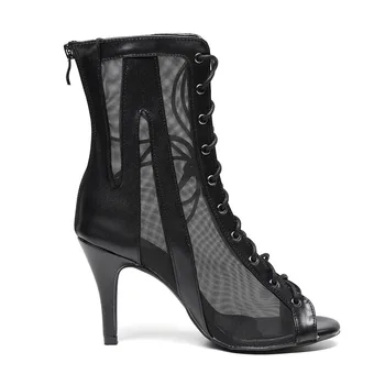 Танцевальные туфли Элегантные ботильоны на шпильке 2021 г., Шлепанцы на высоком каблуке, Женская обувь черного цвета, большие размеры, женские ботинки для танцев, джазовых бальных танцев