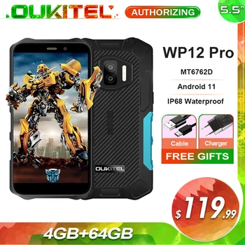 OUKITEL WP12 Pro 4 ГБ + 64 ГБ IP68 Водонепроницаемый Смартфон Android 11 5,5 