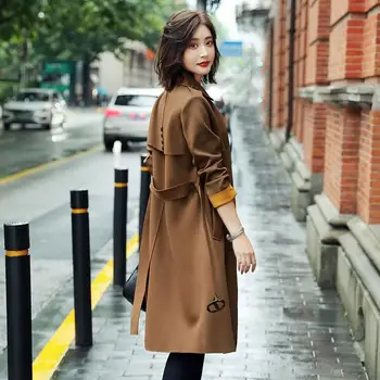 Новый женский тренч, длинное пальто, куртка Slim Fit, Корейская мода, Офисная женская Дешевая Оптовая продажа, женская одежда