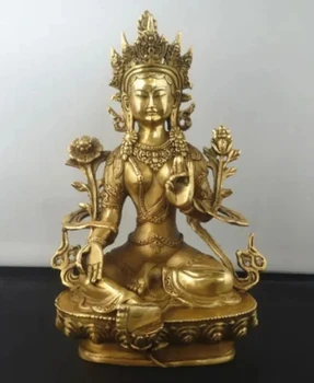 Тибетский буддизм Медно-зеленый Бог Тара Божественность Статуя Будды Кван-инь