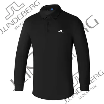 J Мужская спортивная рубашка поло для гольфа Осень-зима, Дышащая рубашка поло с длинными рукавами GT21014384249