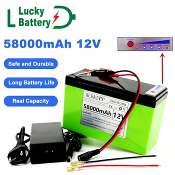 Lucky 18650 Литиевый аккумулятор 12v 58Ah Подходит для солнечной энергии и отображения мощности аккумулятора электромобиля + Зарядное устройство 12,6 v 3A