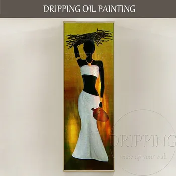 Высококачественная современная абстрактная африканская женщина, держащая что-то на голове, Абстрактная Африканская художественная настенная живопись Ручной работы