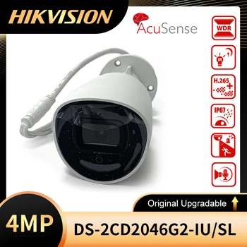 Оригинальная Сетевая камера Hikvision DS-2CD2046G2-IU/SL с 4-мегапиксельным стробоскопом POE AcuSense и звуковым предупреждением с фиксированной пулевой подсветкой