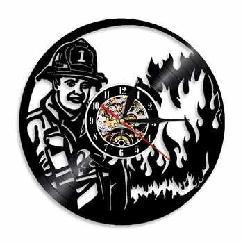 Пожарный Винтажная Виниловая Пластинка Настенные Часы Пожарные Волонтер FDNY Подарок Пожарным и Полицейскому Департаменту Декор Настенные Часы Без Тиканья