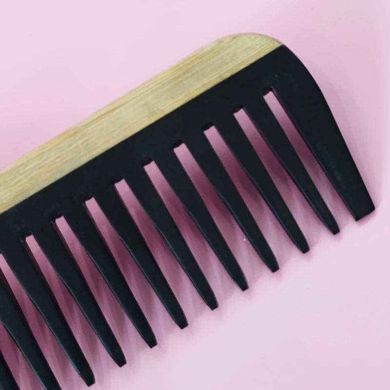 Экологичная расческа для волос из бамбукового дерева с широкими зубьями, Антистатический уход за волосами, Карманные расчески для здорового массажа, 1шт 3