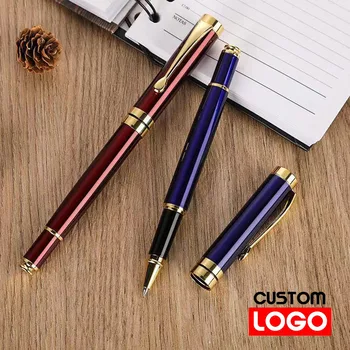 Металлическая гелевая ручка с гравировкой на заказ, фирменные подарки для офиса и школы, настраиваемый логотип, канцелярские принадлежности оптом, офисные аксессуары