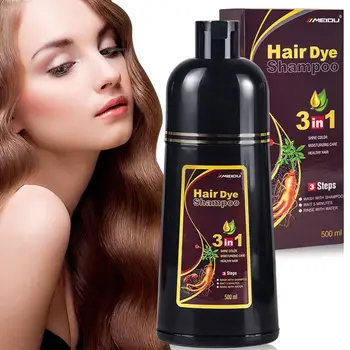 использовать 3 в 1 Натуральный черный цвет для покрытия седых волос, краску для волос, травяную коричневую краску для волос, шампунь для окрашивания волос для мужчин и женщин