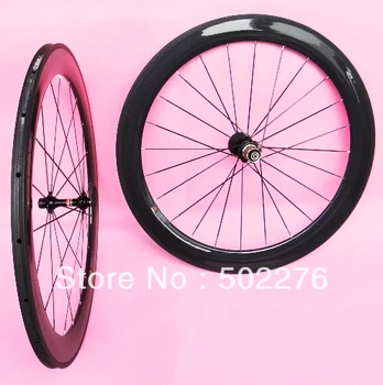 Трубчатая колесная пара 60 мм-Полный карбоновый дорожный велосипед700c колесные диски (F: 20H/R: 24H)