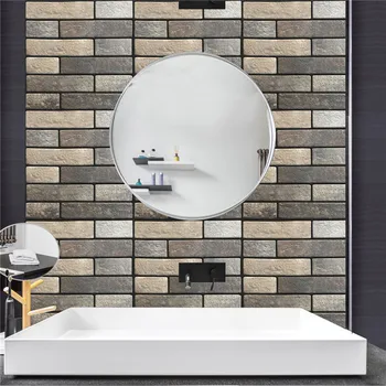 Модные самоклеящиеся 3D обои, домашний декор, наклейка на стену с кирпичным рисунком для Кухни, настенной плитки в ванной комнате