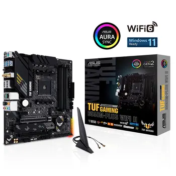 Материнская плата ASUS TUF GAMING B550M-PLUS WIFI II AMD B550M (Ryzen AM4) Micro ATX Gaming, PCIe 4.0, Двойной M.2 Wi-Fi 6 2,5 Гб Ethernet
