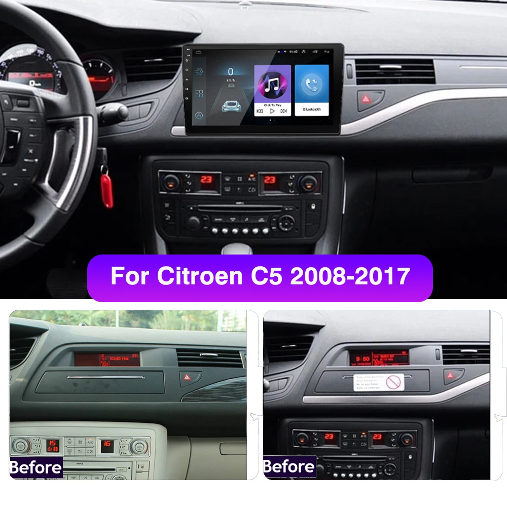 4 + 64G Авто Android Автомобильный Радио Мультимедийный Плеер Carplay GPS навигация DSP RDS 2 Din Без DVD Для Citroen C5 2009 2008-2017 1