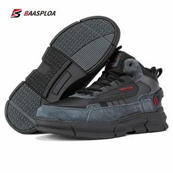 Baasploa/ зимняя мужская походная обувь, Кожаная удобная хлопчатобумажная обувь, водонепроницаемые теплые уличные кроссовки, нескользящие, износостойкие