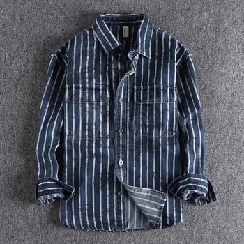 Джинсовая рубашка с цветными блоками - стильная осенняя одежда для мужчин