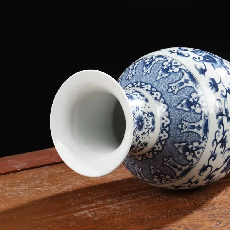 Фарфор Цзиндэчжэнь антикварная сине-белая фарфоровая ваза для украшения гостиной цветочная композиция китайская большая декоративная ха 2
