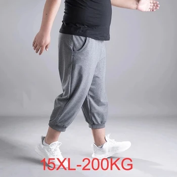 Высококачественные летние мужские спортивные шорты, Свободные 14xl 15xl, удобные дышащие эластичные тонкие шорты длиной до колена, 200 кг, серый 66 70