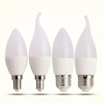 10 шт./лот E14 E27 светодиодные Лампы-свечи переменного тока 220 В светодиодная лампа-люстра 3 Вт 6 Вт 7 Вт 9 Вт Лампа для спальни Украшение Света Энергосбережение