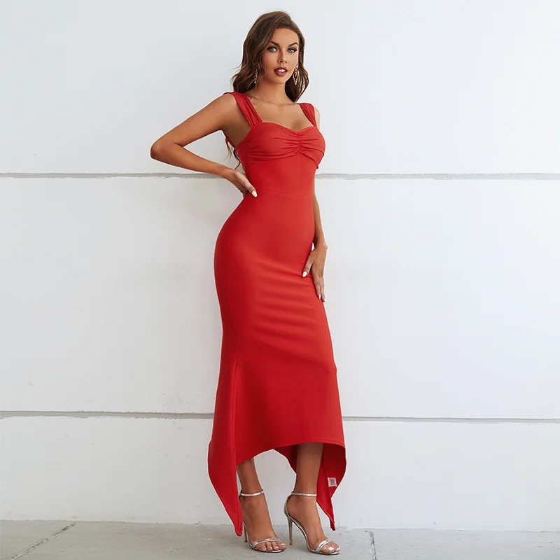 Женское облегающее платье JUN 2023, красное платье-спагетти, Двойная вечеринка, Сексуальный Ночной клуб, Который 2