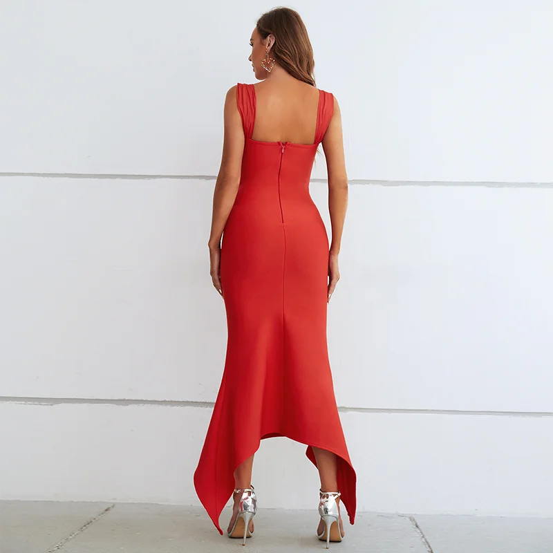 Женское облегающее платье JUN 2023, красное платье-спагетти, Двойная вечеринка, Сексуальный Ночной клуб, Который 3