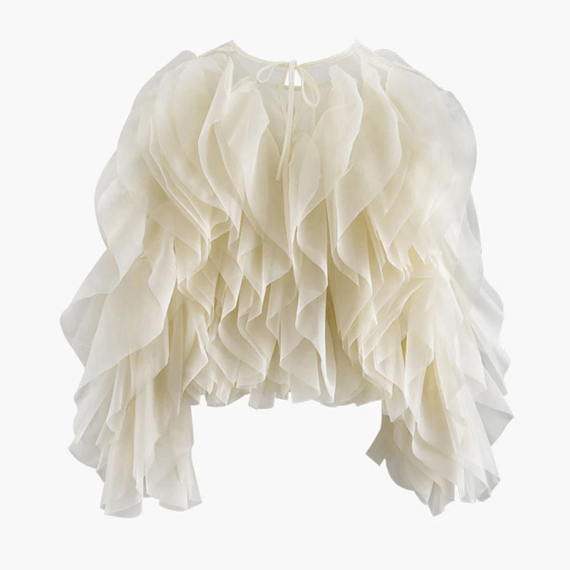 TWOTWINSTYLE, винтажная рубашка в стиле пэчворк с рюшами, женская рубашка с круглым вырезом и длинным рукавом-фонариком, однотонная элегантная блузка, женская мода, Новый стиль 2