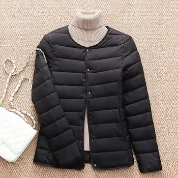Осенне-зимняя женская куртка, легкая хлопковая куртка на пуху, Теплое Корейское модное пальто, парки, Свободная Повседневная однотонная верхняя одежда